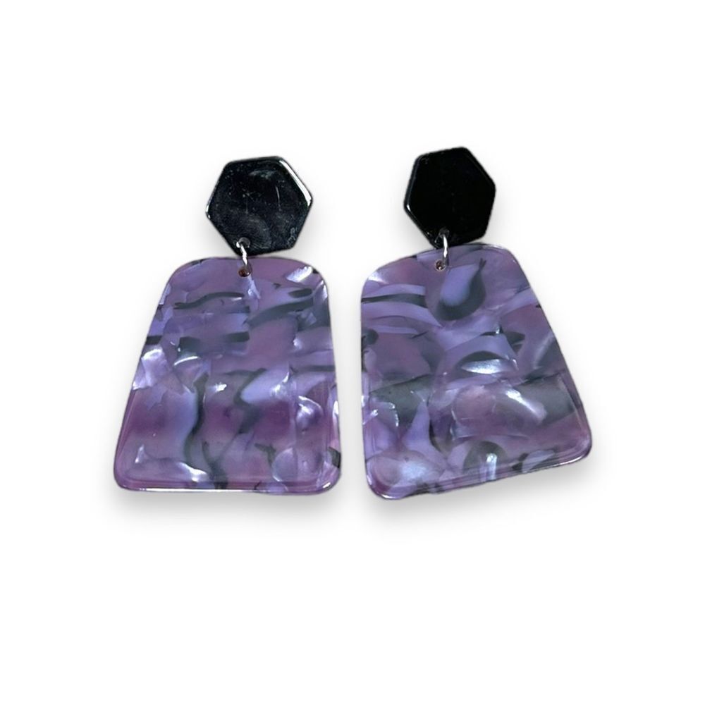 80’s acrylic Purple and Black Geometric earrings